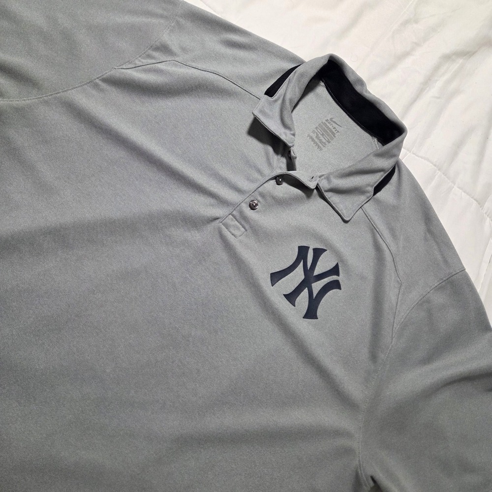 Nike Mens New York Yankees Dri-FIT Polo Shirt Grey MLB Baseball Size XL